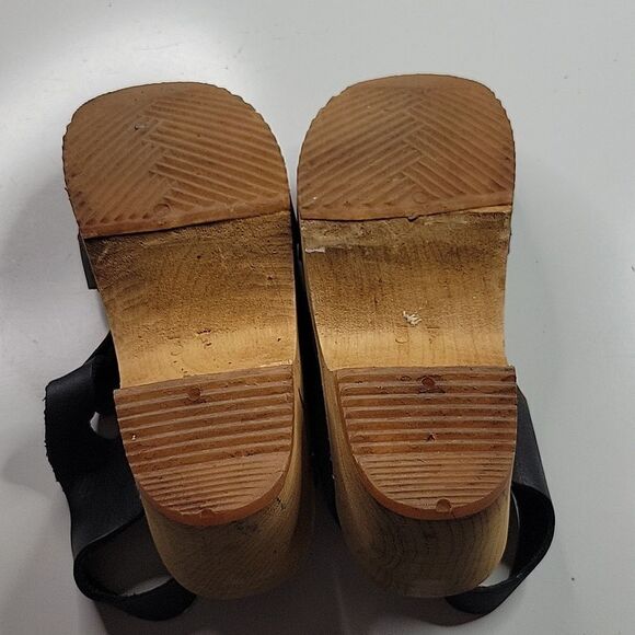 MIA ORIGINAL AUTHENTIC SWEDISH CLOG BLACK LEATHER TAN SANDALS 37 6 1/2 6.5 - Picture 9 of 11